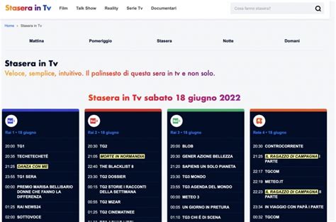 palinsesto tv|stasera in tv 18 maggiori reti.